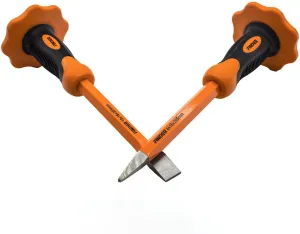 2 pcs 12-Inch Heavy Duty Chisels Set With Hand Protection, Flat Head and Pointed/Spear Head, Demolishing/Masonry/Carving/Concrete Breaker Chisels set with Bi-Material Hand Guard …
