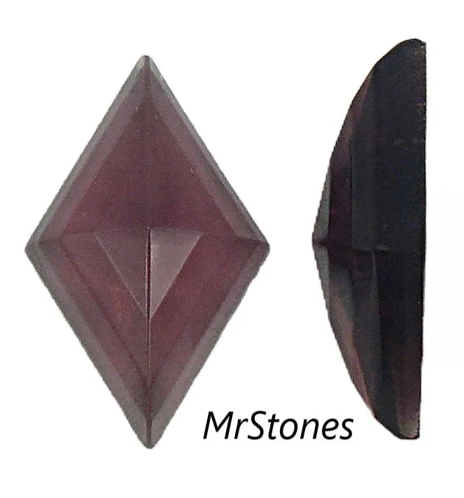 25x15mm (2710) Amethyst Unfoiled Flat Back Diamond Shape Fully Faceted Pointed Top