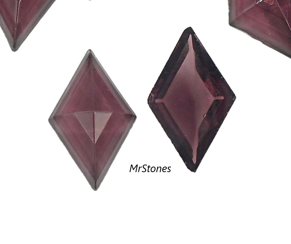 25x15mm (2710) Amethyst Unfoiled Flat Back Diamond Shape Fully Faceted Pointed Top
