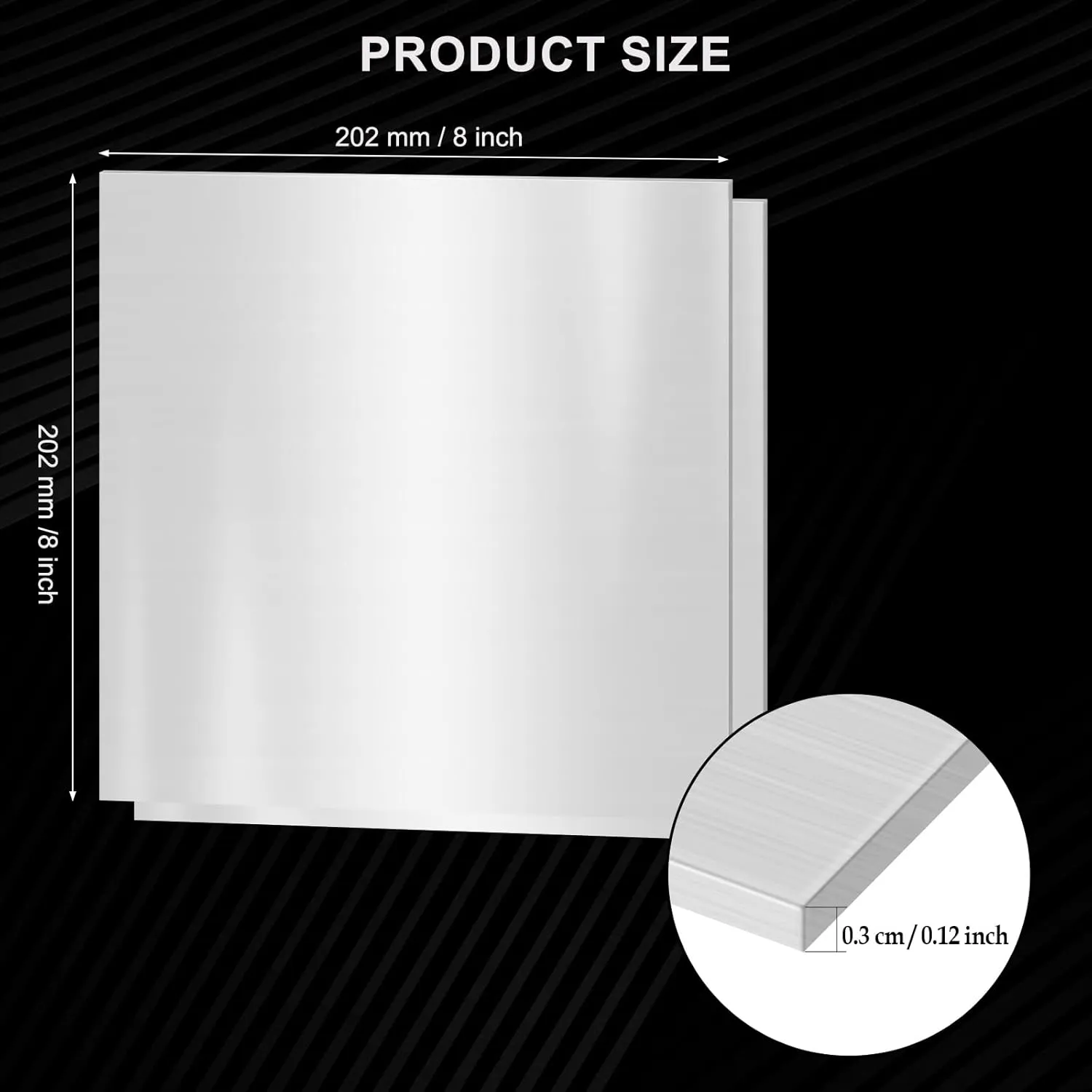 8 x 8 x 1/8 Inch 304 Stainless Steel Sheets, 1/8 Inch(10 Gauge) Thickness Stainless Steel Plates Stainless Steel Shim Plates Metal Sheets for Kitchen DIY Craft Making