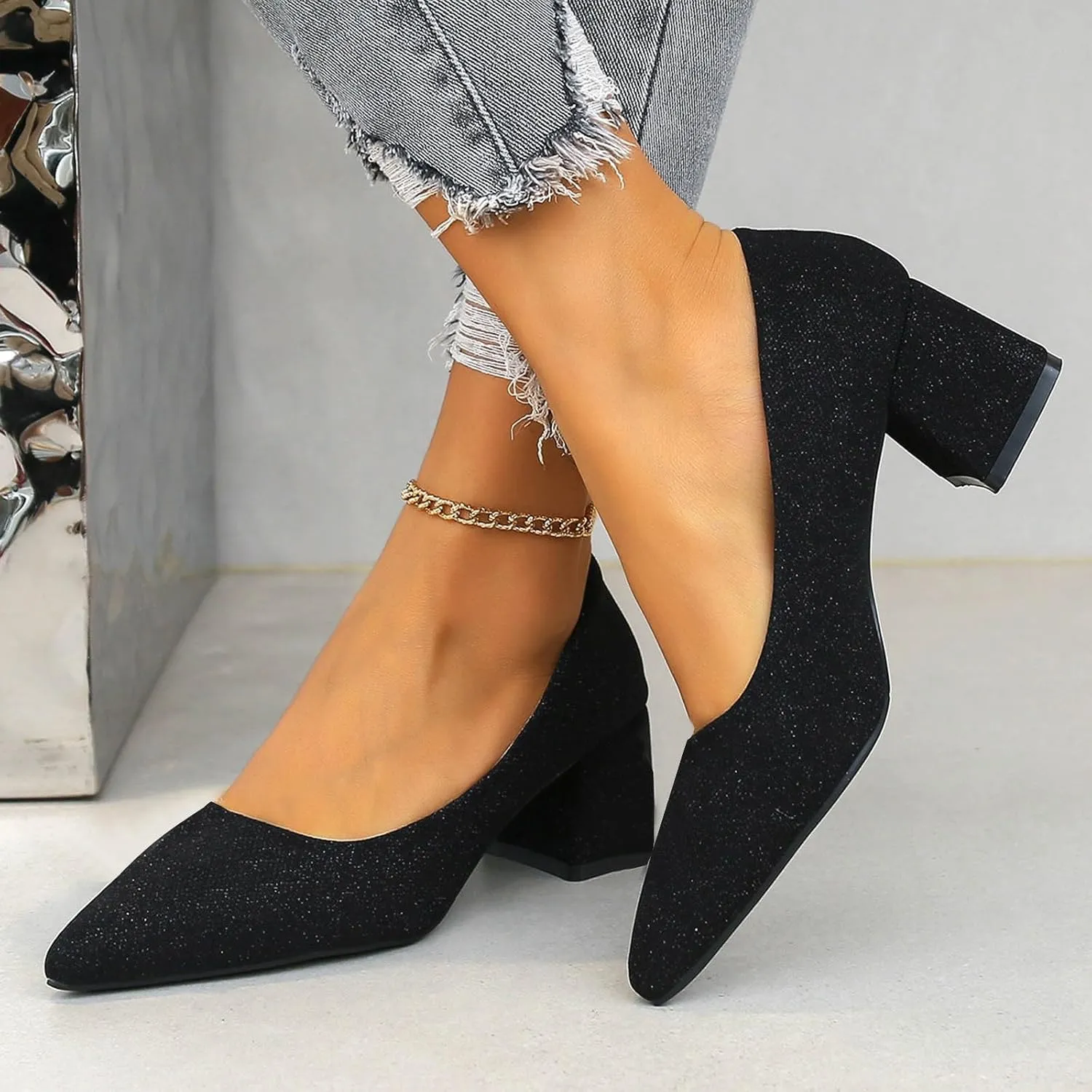 AMDBEL Summer Sandals for Women 2024, Pointed Toe Adjustable Strap Buckle Slingback Sandals Solid Color Fashion Sandals