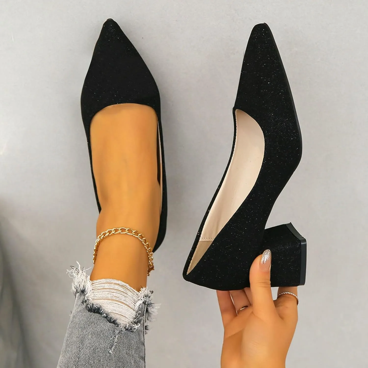 AMDBEL Summer Sandals for Women 2024, Pointed Toe Adjustable Strap Buckle Slingback Sandals Solid Color Fashion Sandals
