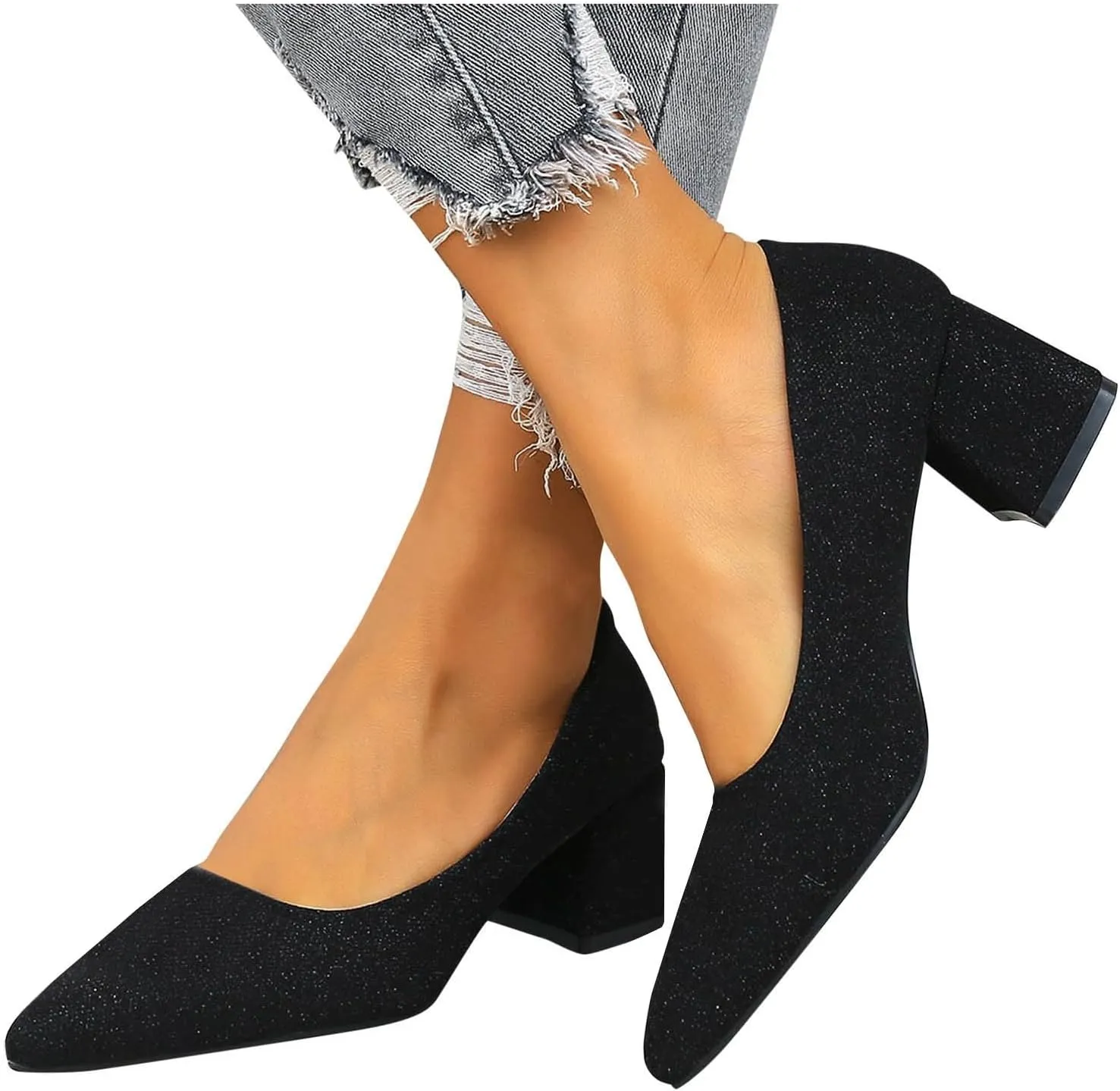 AMDBEL Summer Sandals for Women 2024, Pointed Toe Adjustable Strap Buckle Slingback Sandals Solid Color Fashion Sandals