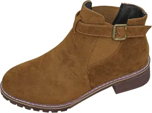 AMDBEL Womens Boots Ankle, Women's Ankle Boots Low Thick Heel Comfortable Round Toe Suede Short Boots Winter Shoes
