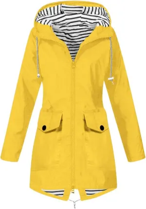 Aniywn Women's Waterproof Raincoat Outdoor Hooded Rain Jacket Windbreaker Lightweight Travel Rain Jacket Coats with Hood