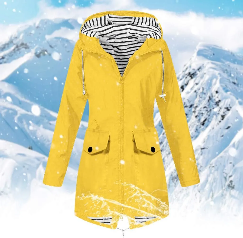 Aniywn Women's Waterproof Raincoat Outdoor Hooded Rain Jacket Windbreaker Lightweight Travel Rain Jacket Coats with Hood