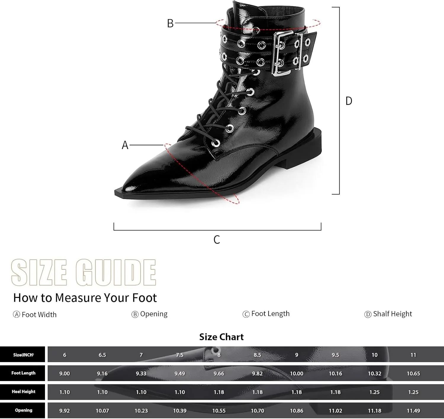 Ankle Boots for Women Eyelet Buckle Boots Pointed Toe Chunky Low Heel Boots Fashion Dress Short Boots with Zips