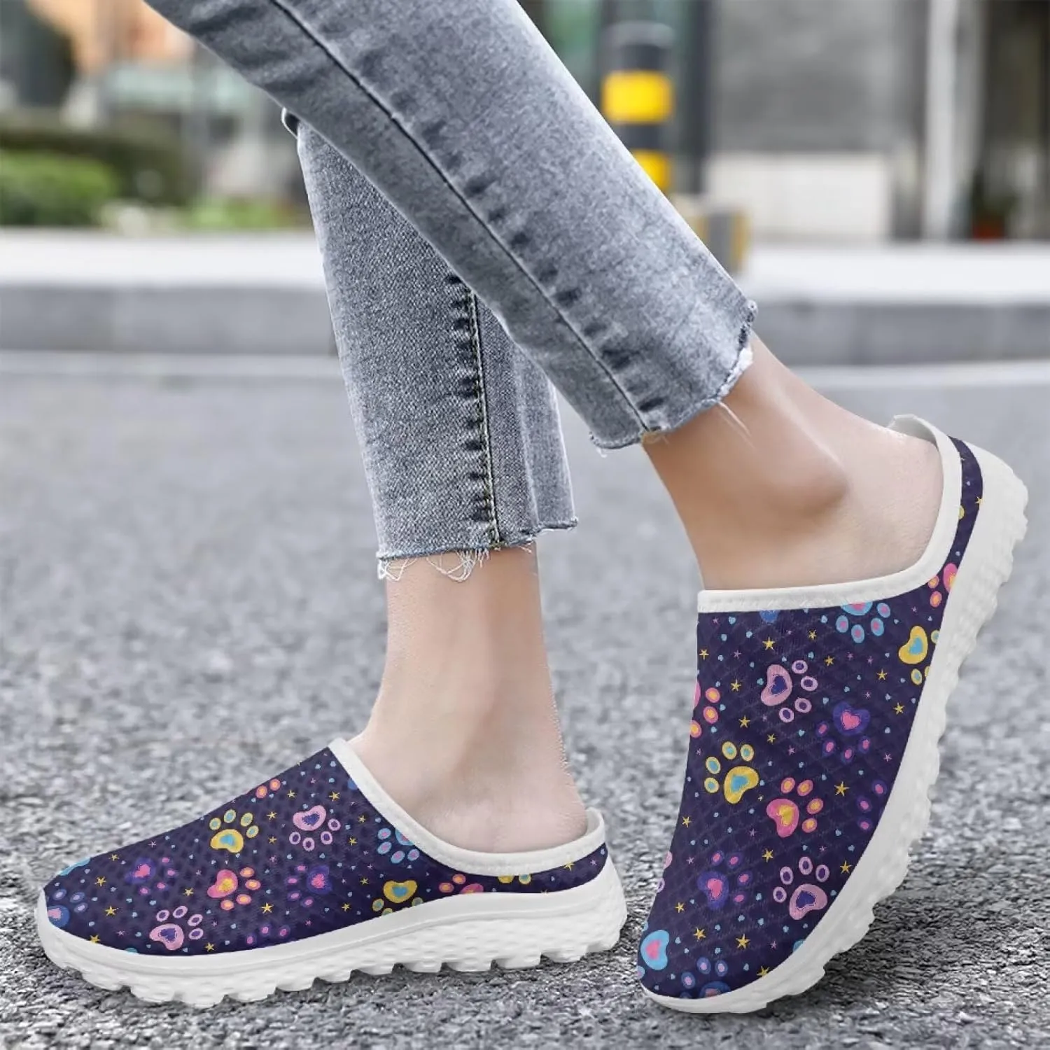 Backless Mesh Mule Shoes for Women Summer Light Breathable Shoe, Non-Slip, Easy Wear for Walking and Parties