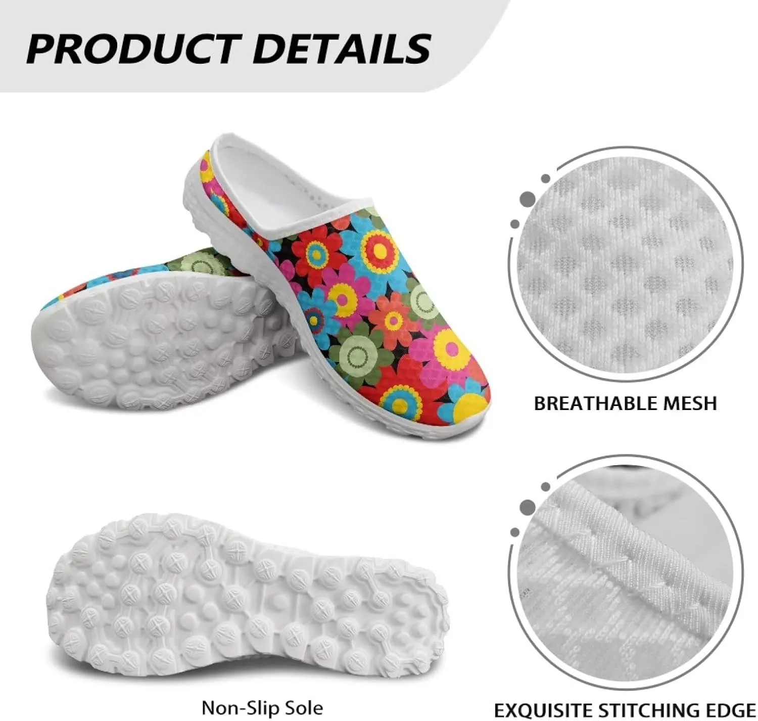 Backless Mesh Mule Shoes for Women Summer Light Breathable Shoe, Non-Slip, Easy Wear for Walking and Parties