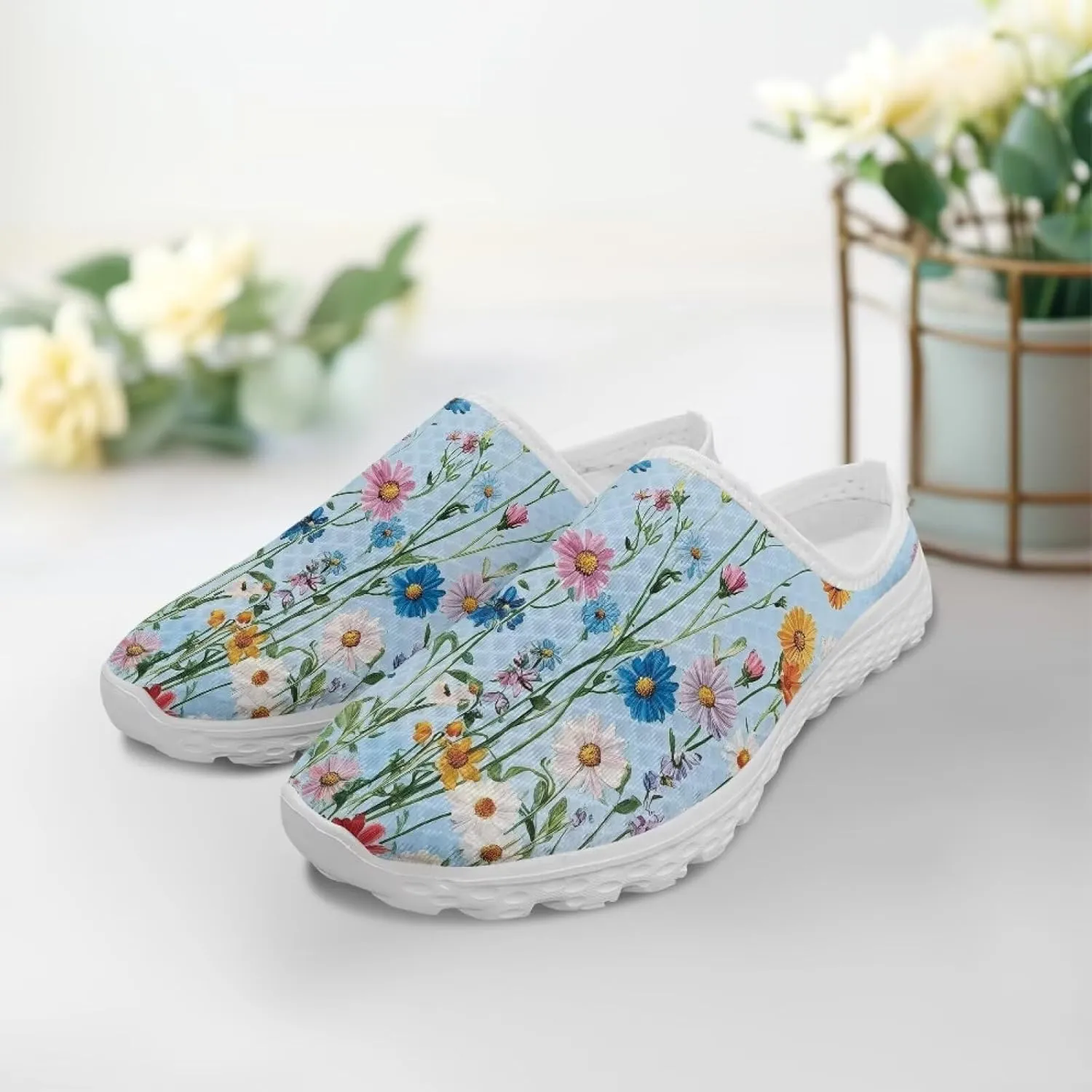 Backless Mesh Mule Shoes for Women Summer Light Breathable Shoe, Non-Slip, Easy Wear for Walking and Parties