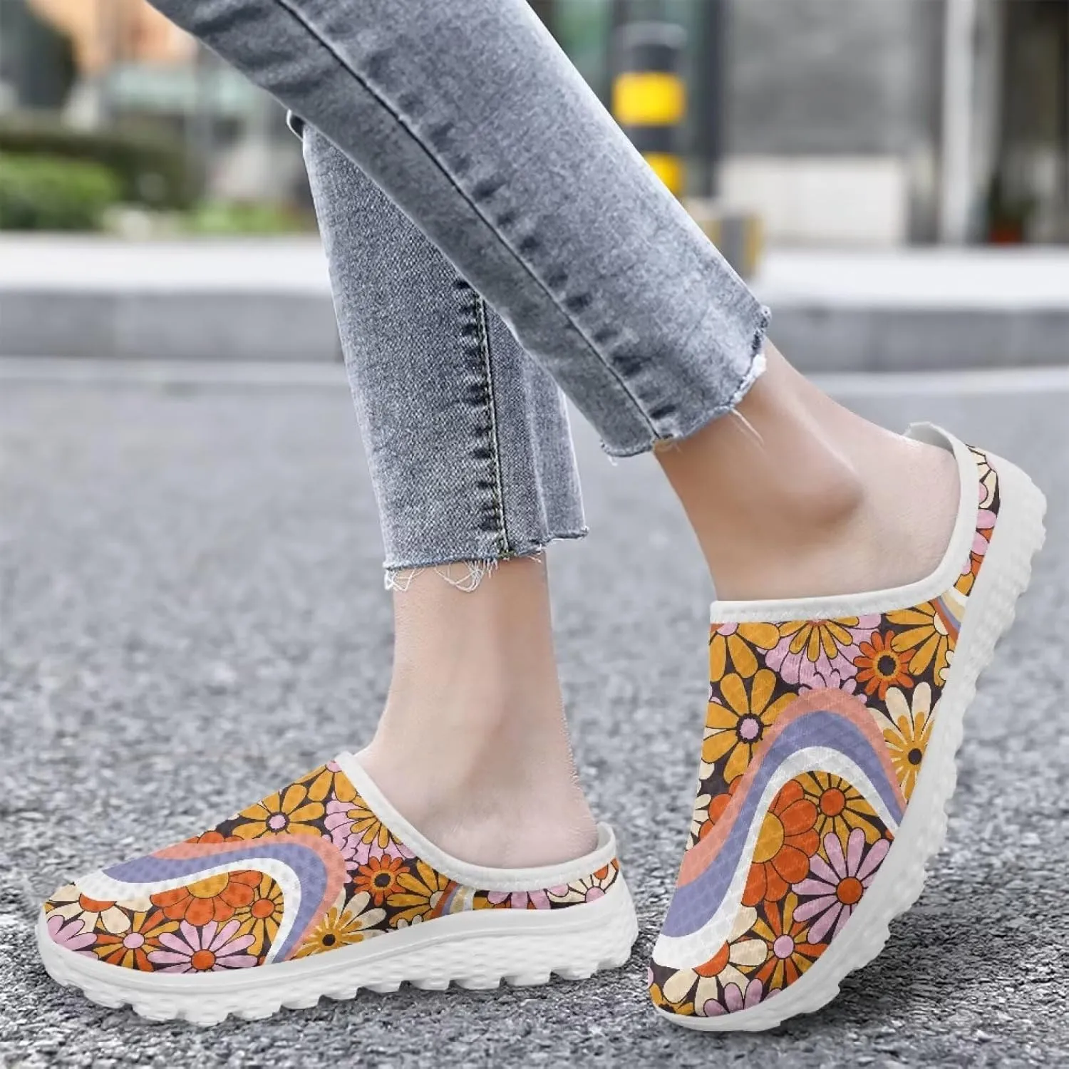 Backless Mesh Mule Shoes for Women Summer Light Breathable Shoe, Non-Slip, Easy Wear for Walking and Parties