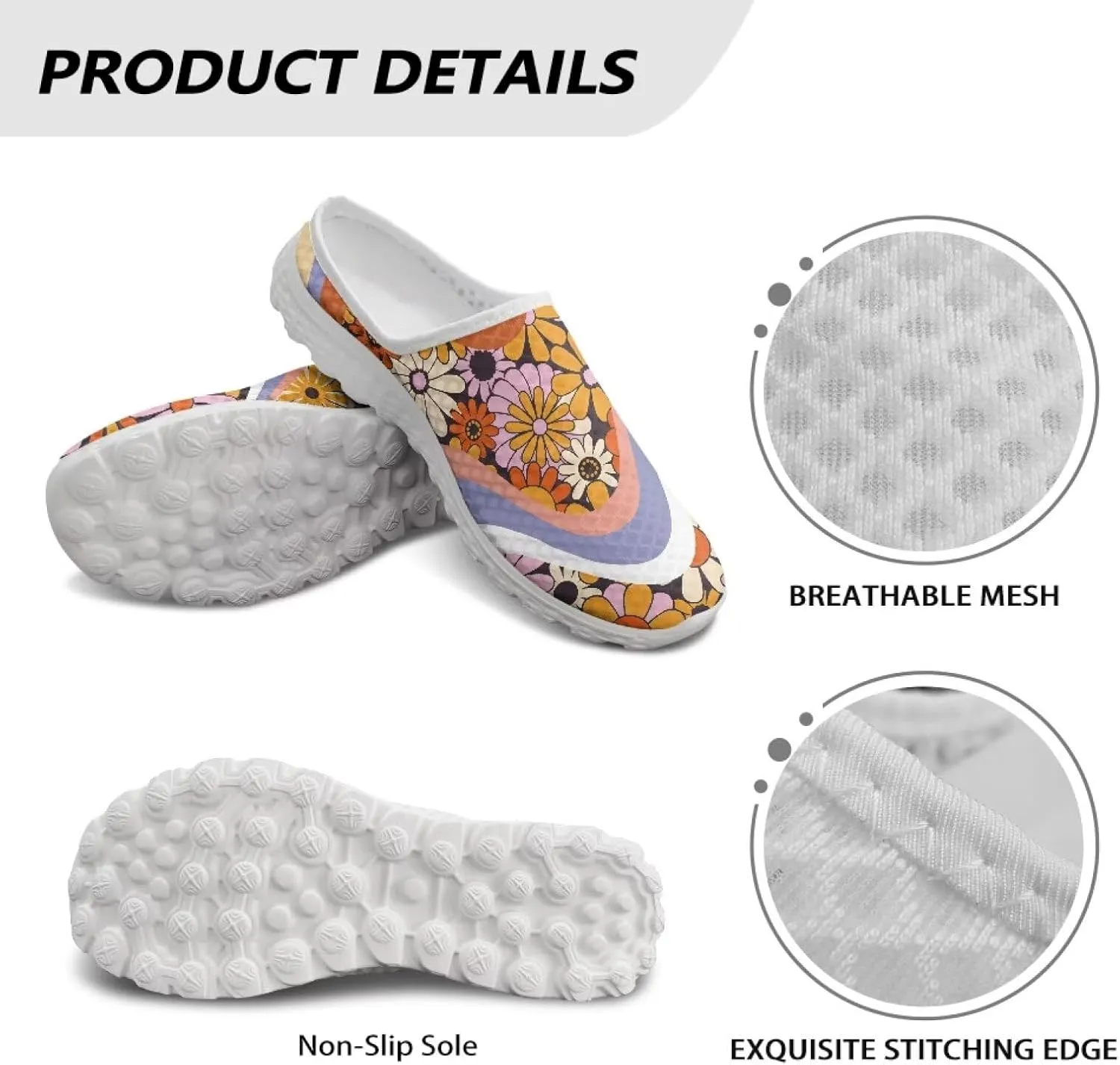 Backless Mesh Mule Shoes for Women Summer Light Breathable Shoe, Non-Slip, Easy Wear for Walking and Parties