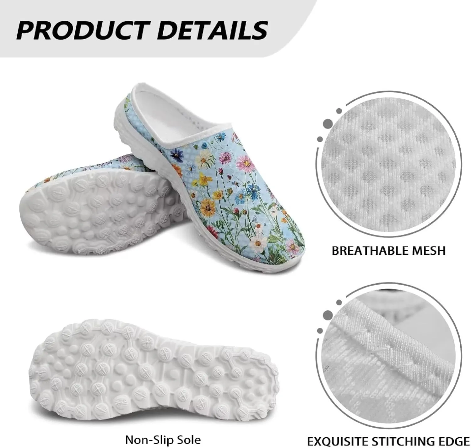 Backless Mesh Mule Shoes for Women Summer Light Breathable Shoe, Non-Slip, Easy Wear for Walking and Parties