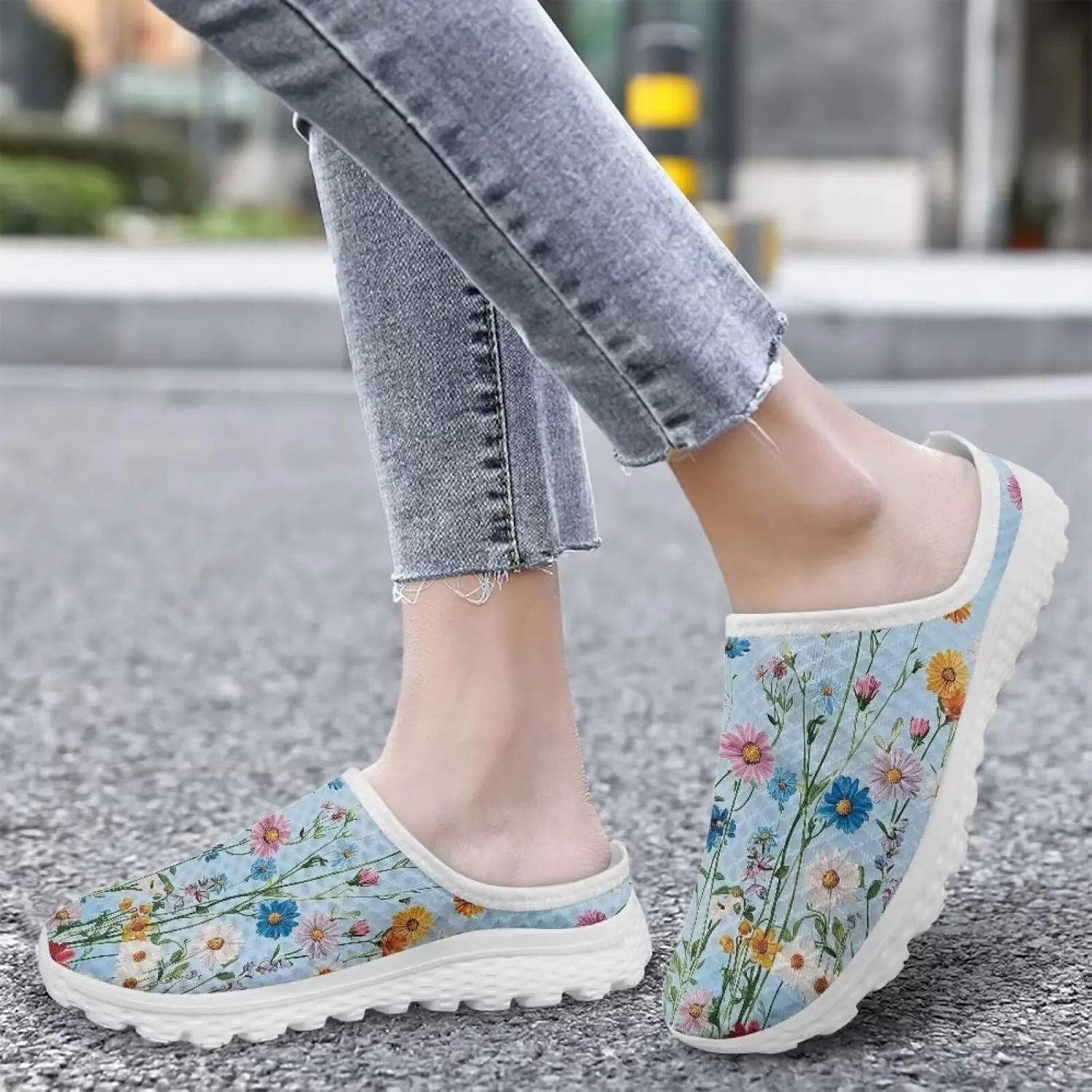 Backless Mesh Mule Shoes for Women Summer Light Breathable Shoe, Non-Slip, Easy Wear for Walking and Parties