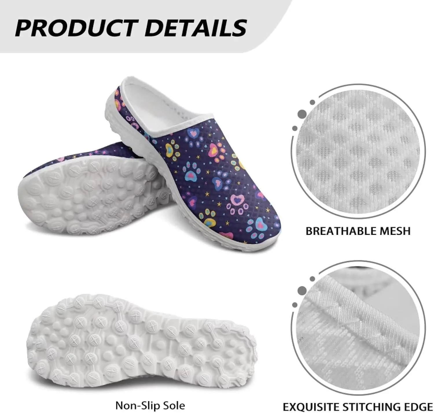 Backless Mesh Mule Shoes for Women Summer Light Breathable Shoe, Non-Slip, Easy Wear for Walking and Parties