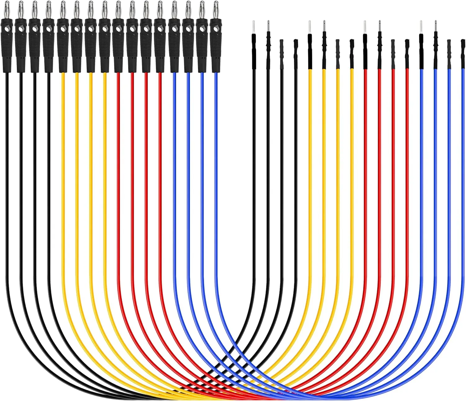 Banana Plug Jumper Wires Kit, 16pcs 4mm Stackable Breadboard Jumper Test Lead, Male to Female, Universal Breakout Test Leads for Electrical Testing