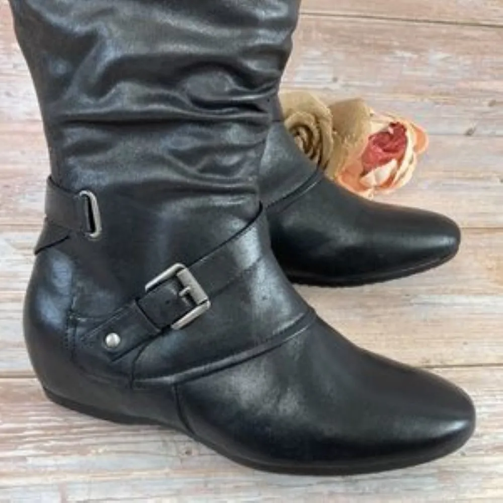 BARETRAPS Pabla Black Wide Calf Tall Shaft Wedge Boots 9.5M-WC