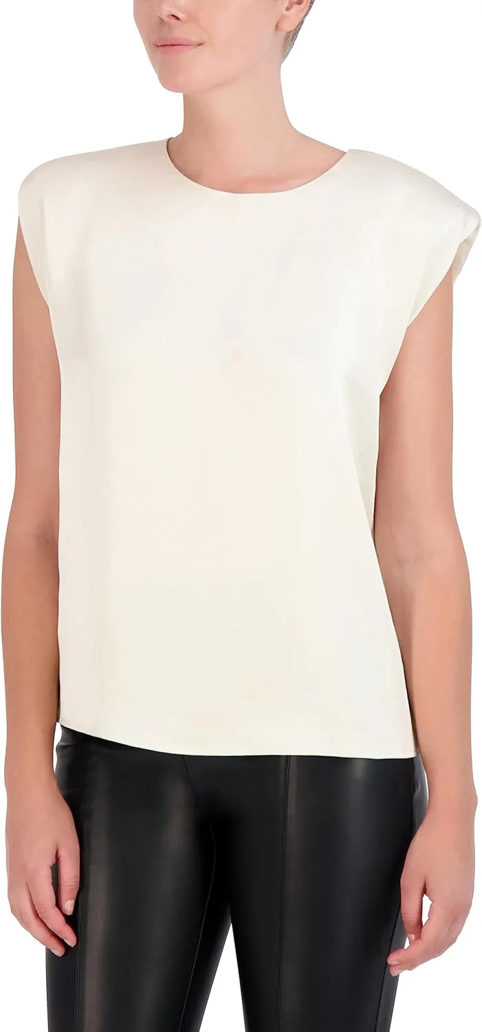 BCBGMAXAZRIA Women's Round Neck Sleeveless Pullover Blouse