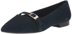 Bella Vita Women's Evanna Ballet Flat, Navy Suede Leather, 5