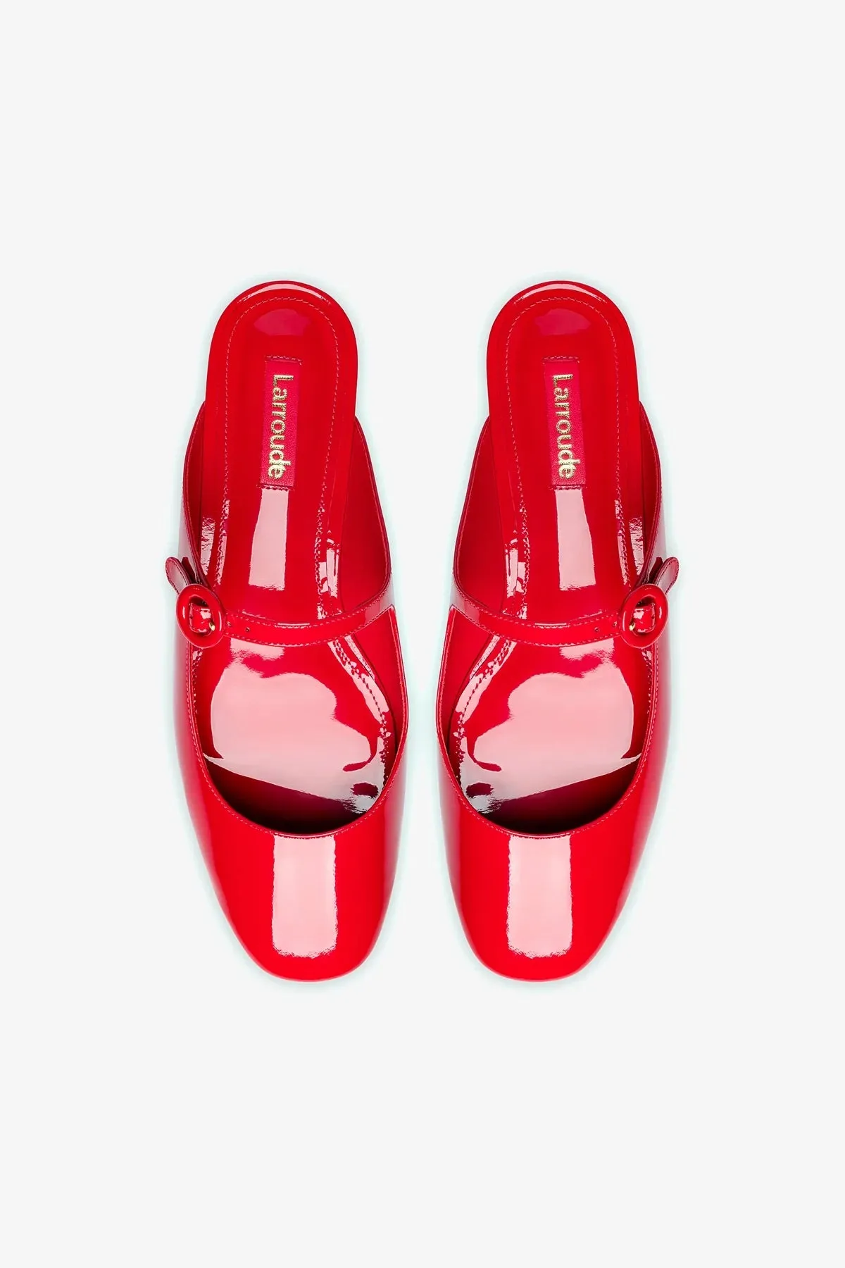 Blair Flat Mule In Scarlet Patent Leather
