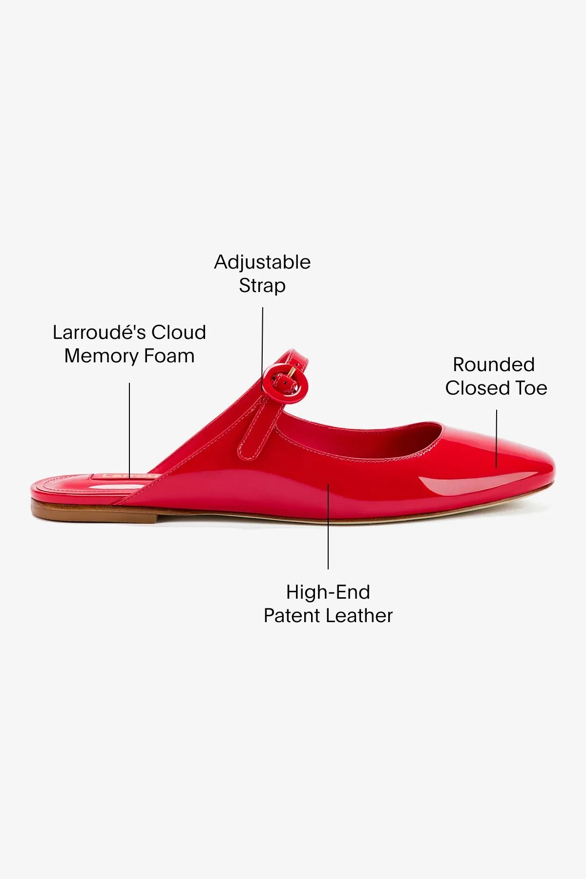 Blair Flat Mule In Scarlet Patent Leather
