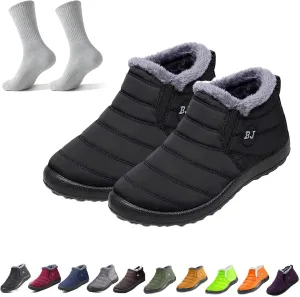 Boojoy Winter Snow Boots,Women's Waterproof Orthopedic Warm Boots,Anti-Slip Fur Lined Slip On Shoes for Women Men
