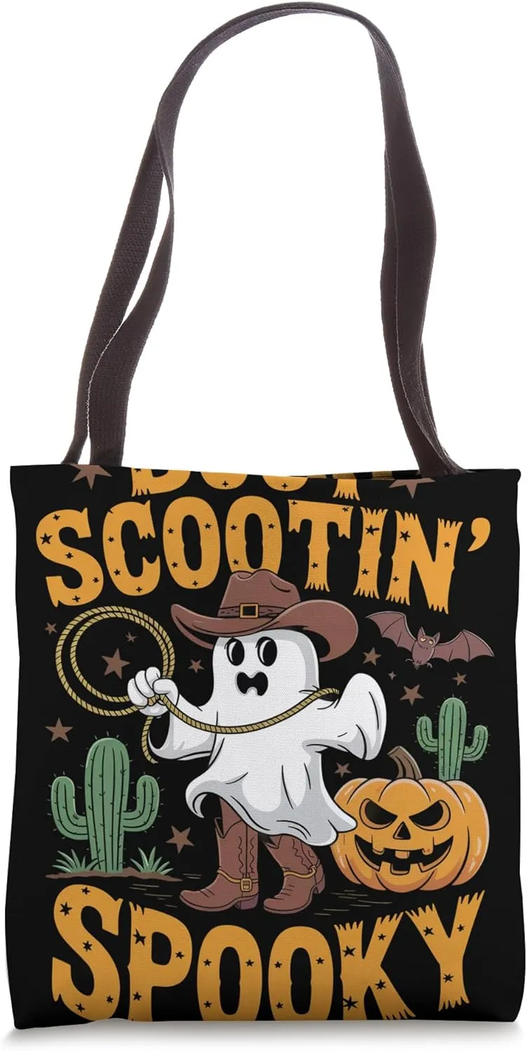 Boot Scootin' Spooky Ghost Boo Cowboy Rodeo Tote Bag