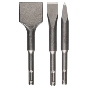 Bosch Professional SDS-Plus Hammer Drill Bit Stubby Chisel Set - 3 Pieces (Flat, Spade, Pointed)