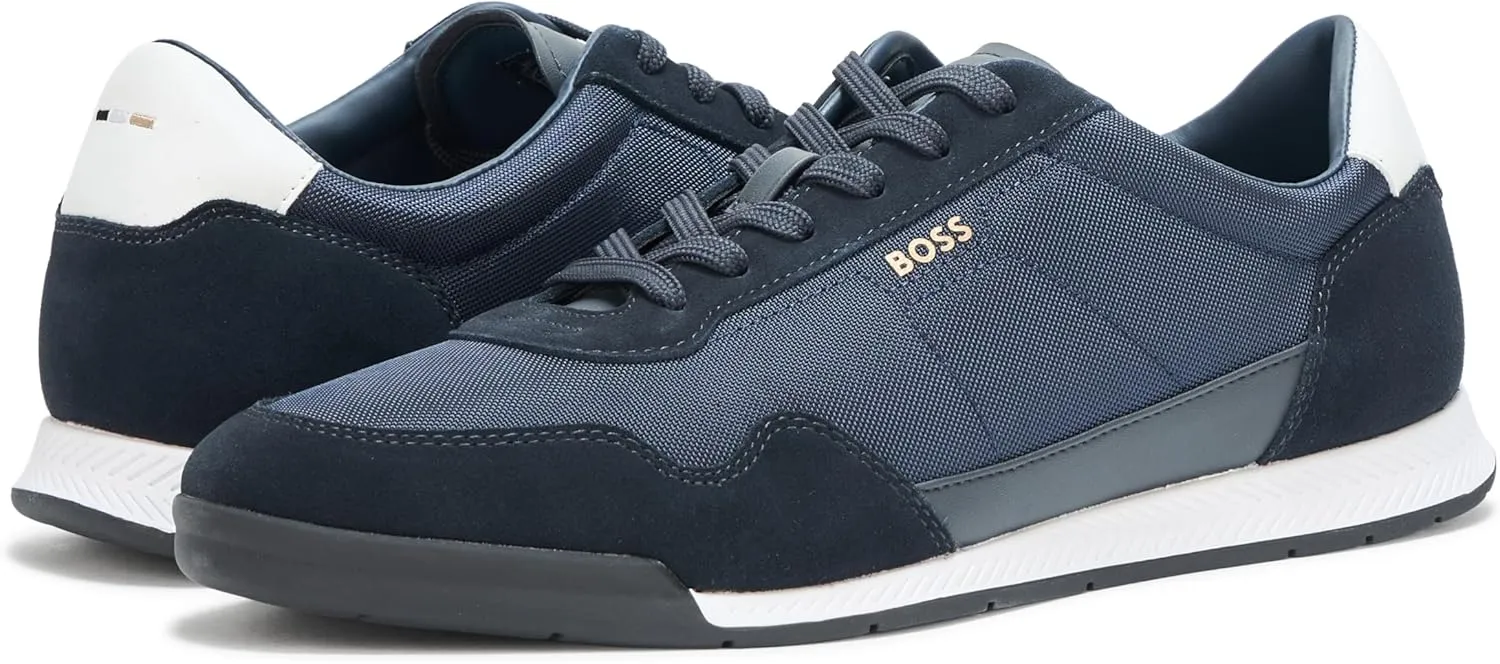 BOSS Men's Titanium Low Profile Leather Sneaker