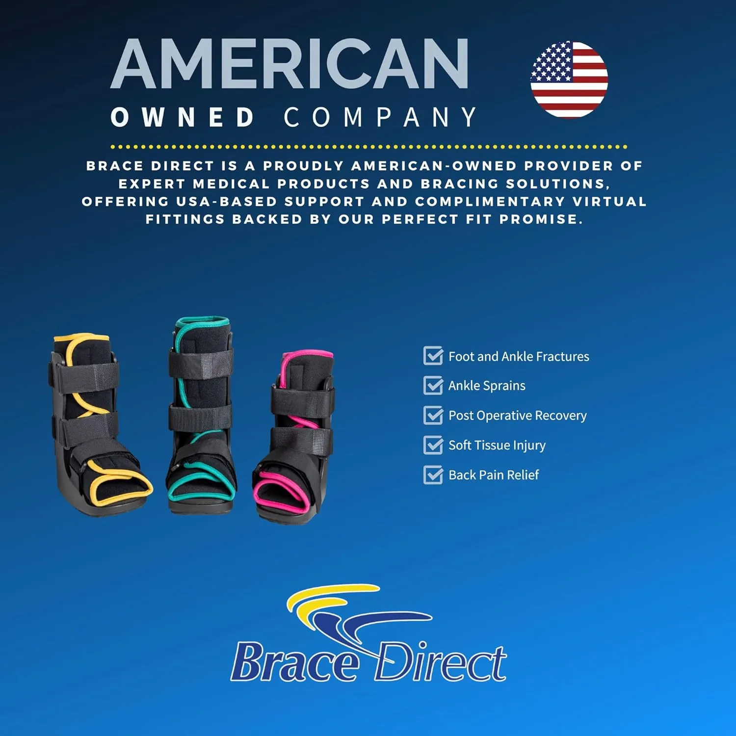Brace Direct Children’s Pediatric Walker Fracture Boot for Kids Broken Toe or Foot, Left or Right Foot, Lightweight Padded Support Cam Boot for Foot Injury
