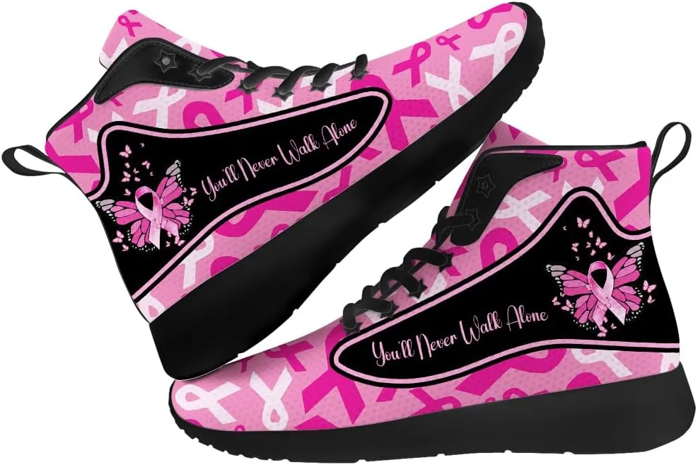 Breast Cancer Awareness Shoes for Women High Top Sneakers High Top Shoes Gifts for Mom Girlfriend