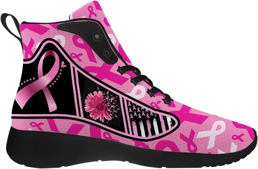 Breast Cancer Awareness Shoes for Women High Top Sneakers High Top Shoes Gifts for Mom Girlfriend