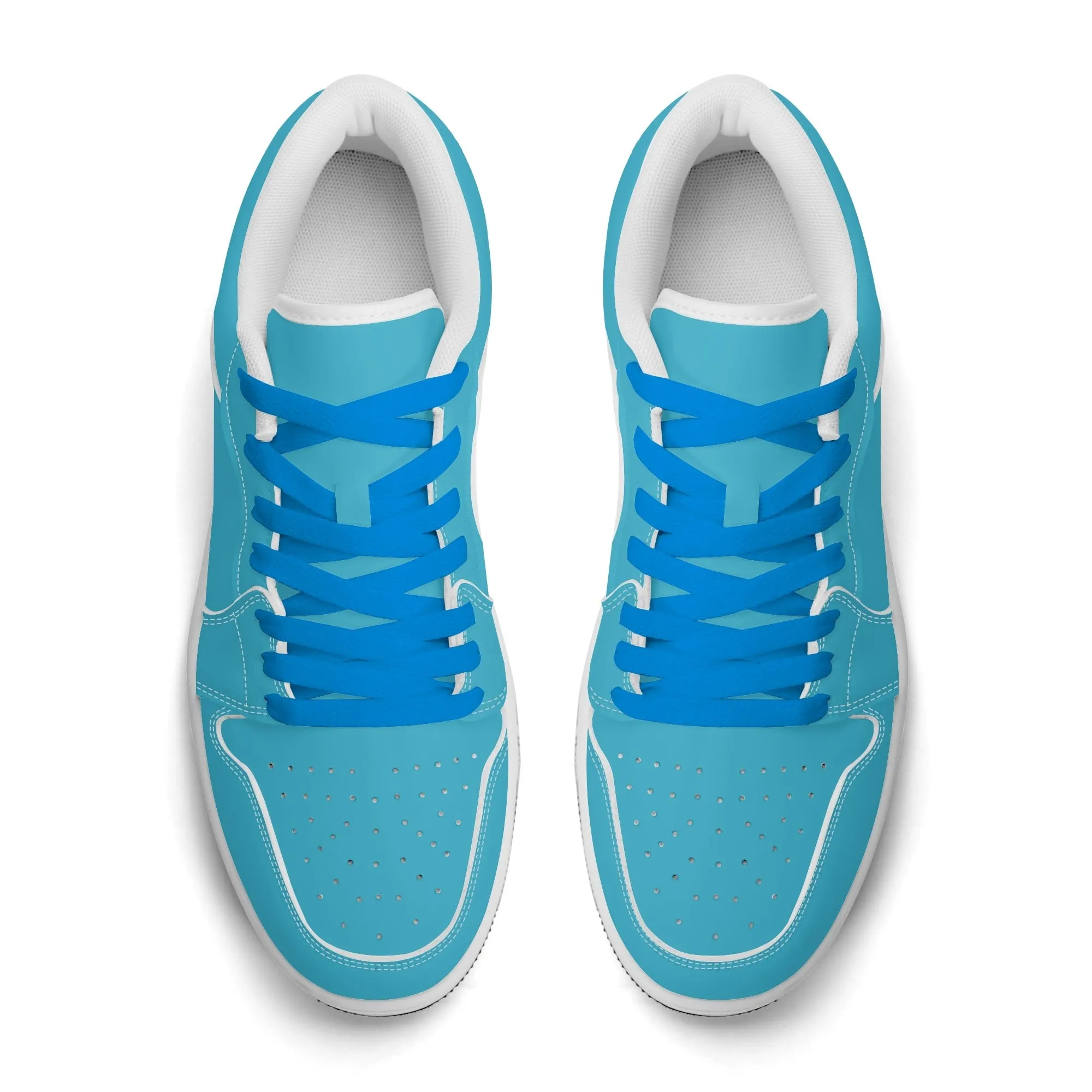 Bright Summer Sky Low Top Leder Sneaker für Herren