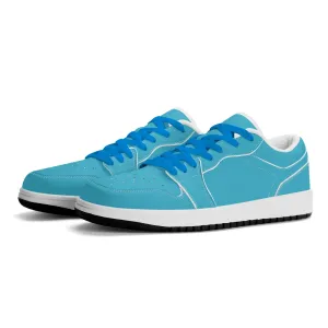 Bright Summer Sky Low Top Leder Sneaker für Herren