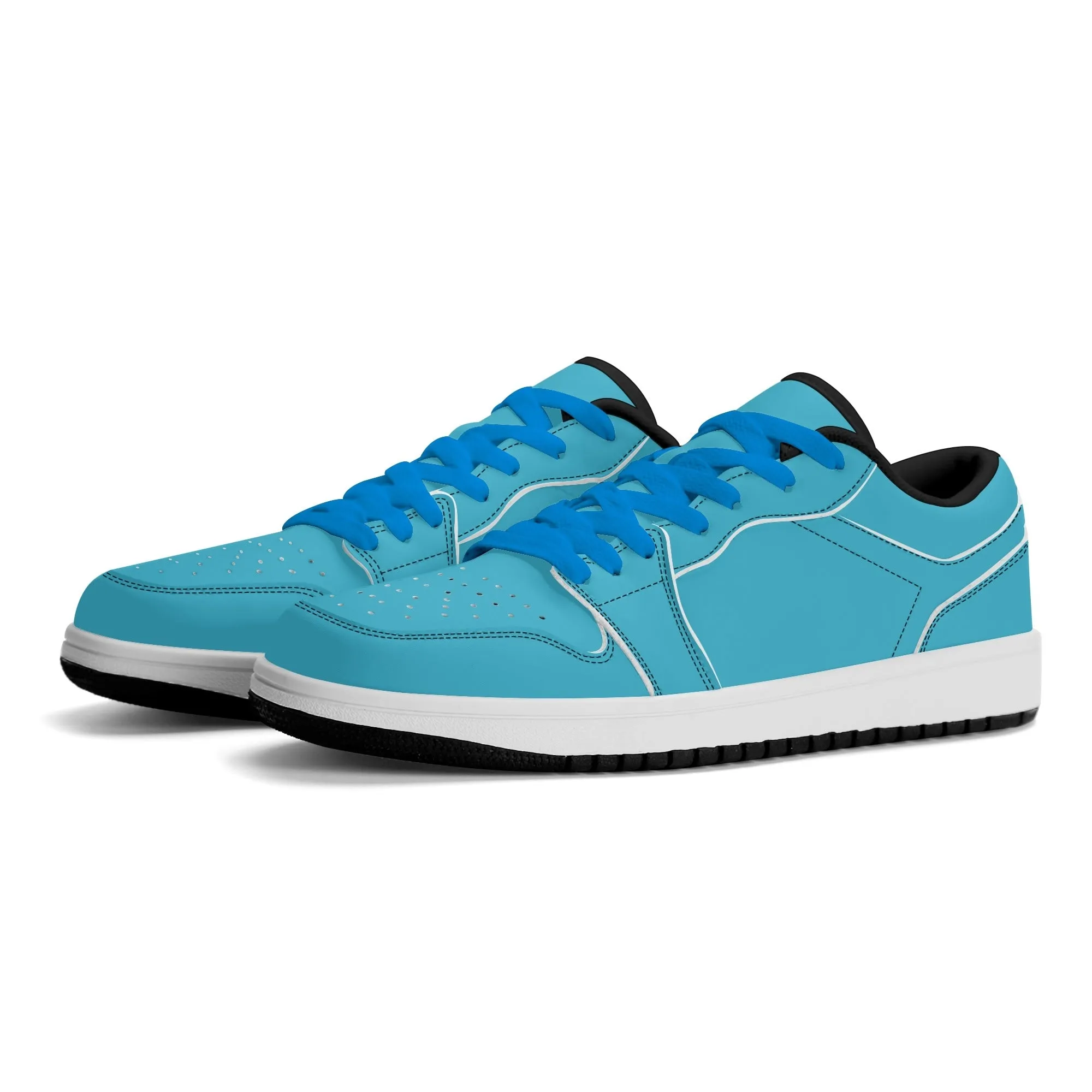 Bright Summer Sky Low Top Leder Sneaker für Herren