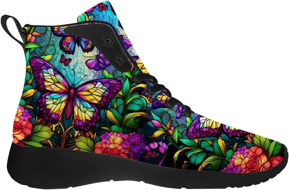 Butterfly Shoes for Women High Top Sneakers Running Waking Shoes Gifts for Mom Girlfriend