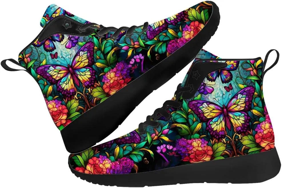 Butterfly Shoes for Women High Top Sneakers Running Waking Shoes Gifts for Mom Girlfriend