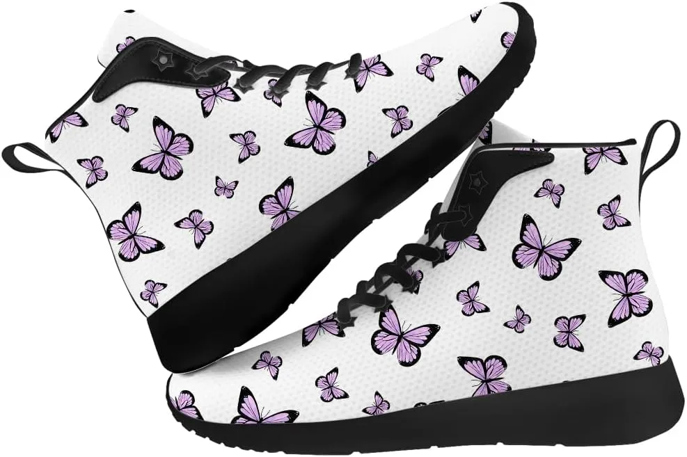 Butterfly Shoes for Women High Top Sneakers Running Waking Shoes Gifts for Mom Girlfriend