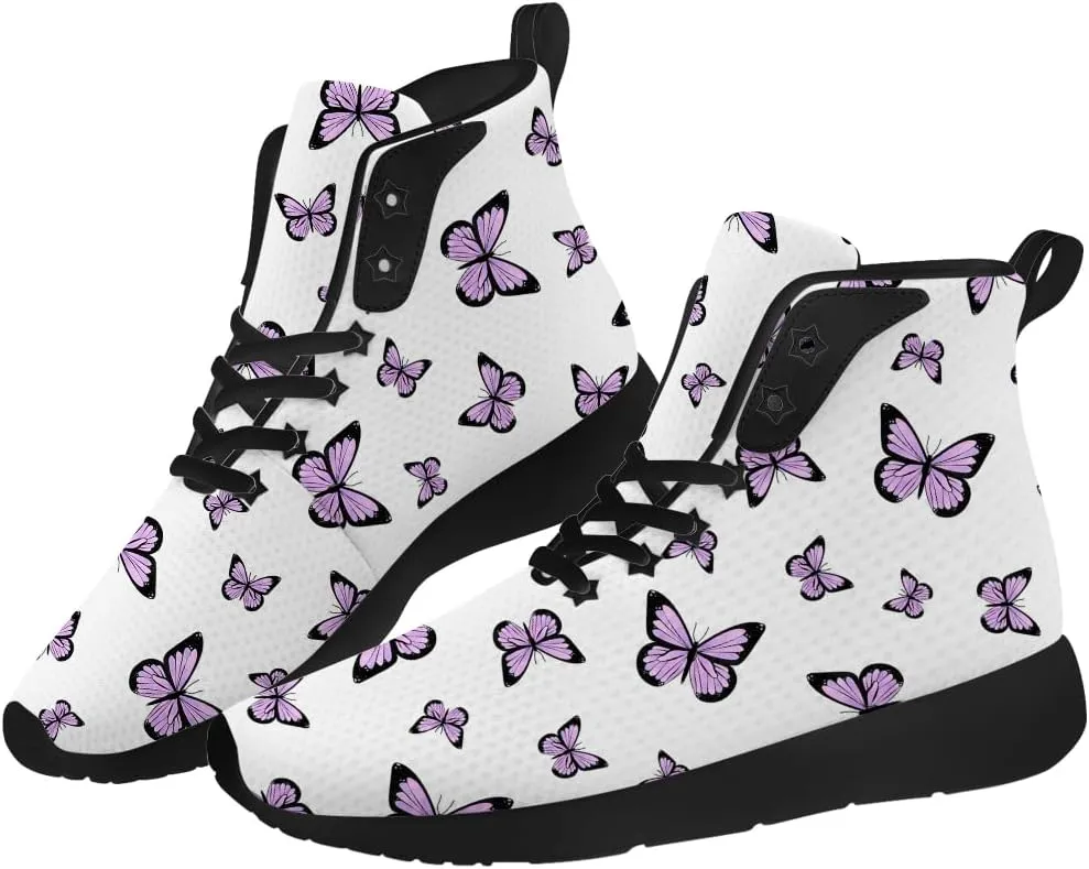 Butterfly Shoes for Women High Top Sneakers Running Waking Shoes Gifts for Mom Girlfriend