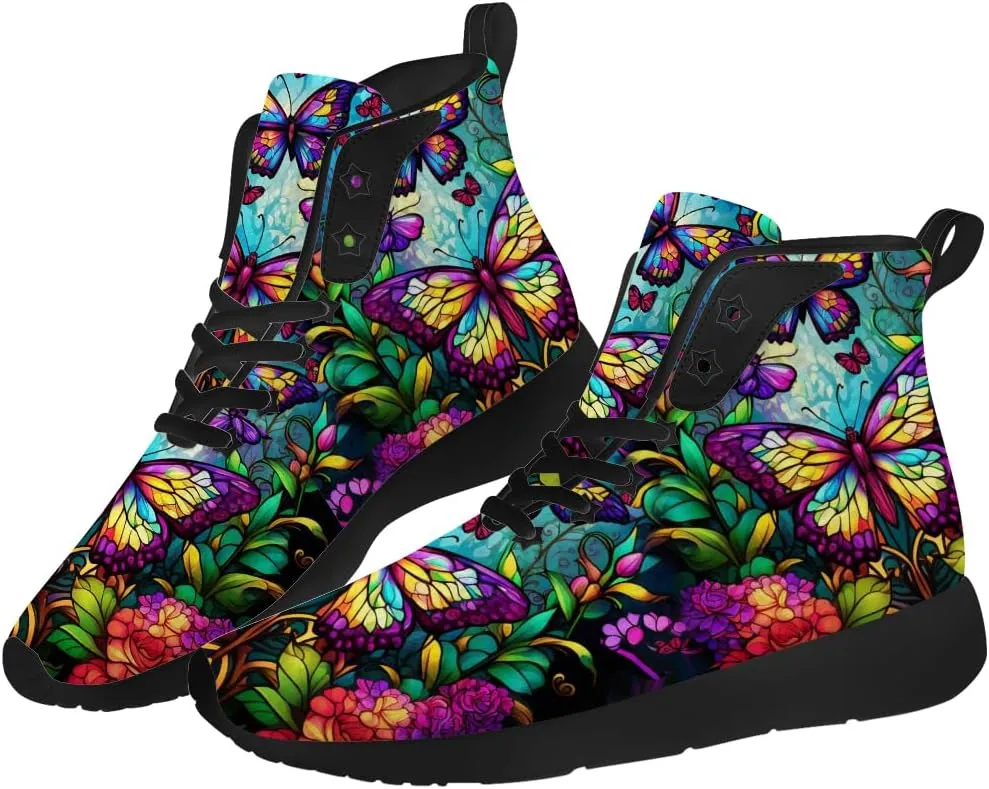 Butterfly Shoes for Women High Top Sneakers Running Waking Shoes Gifts for Mom Girlfriend