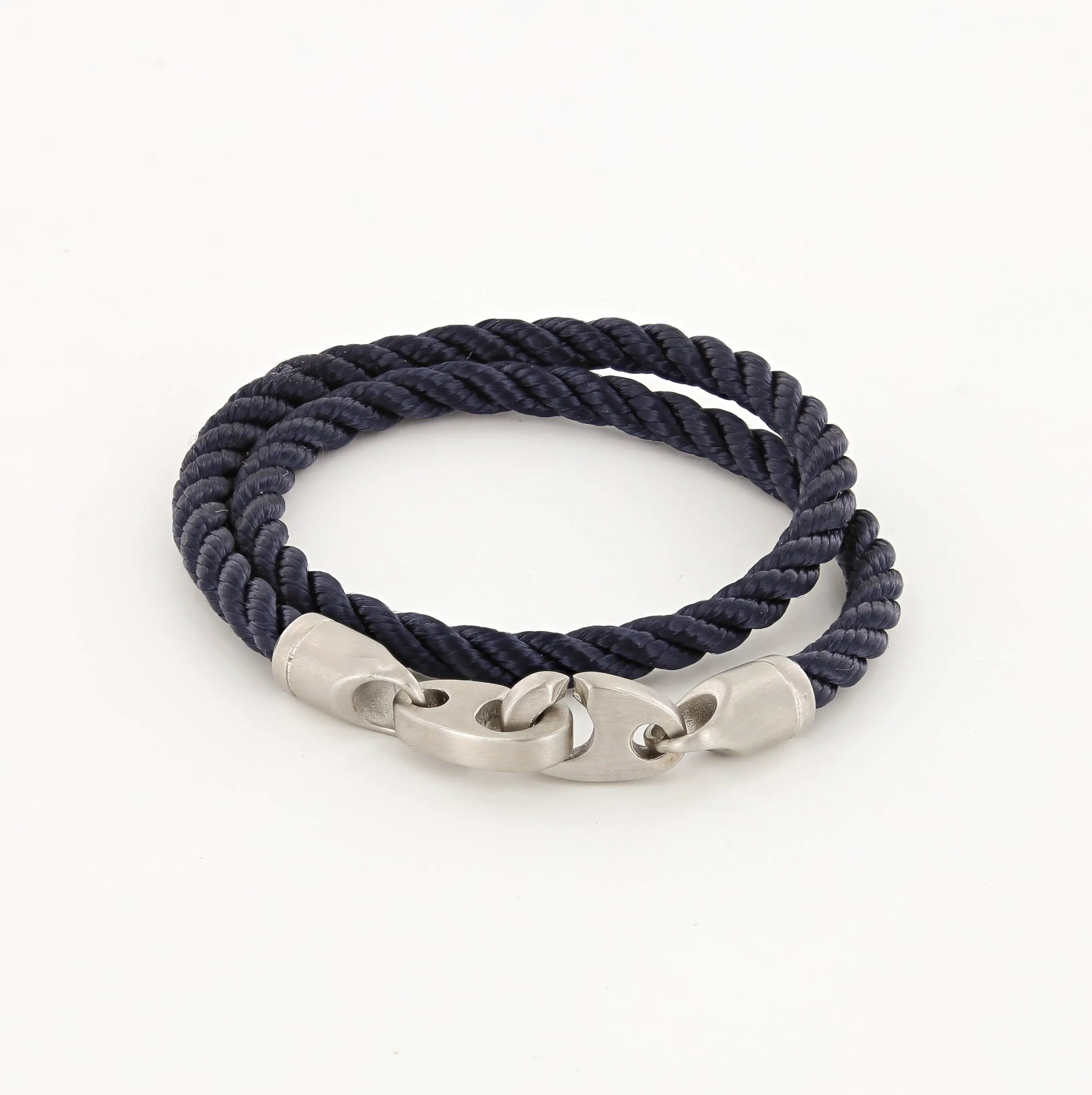 Catch Double Wrap Rope Bracelet with Matte Stainless Steel Brummels