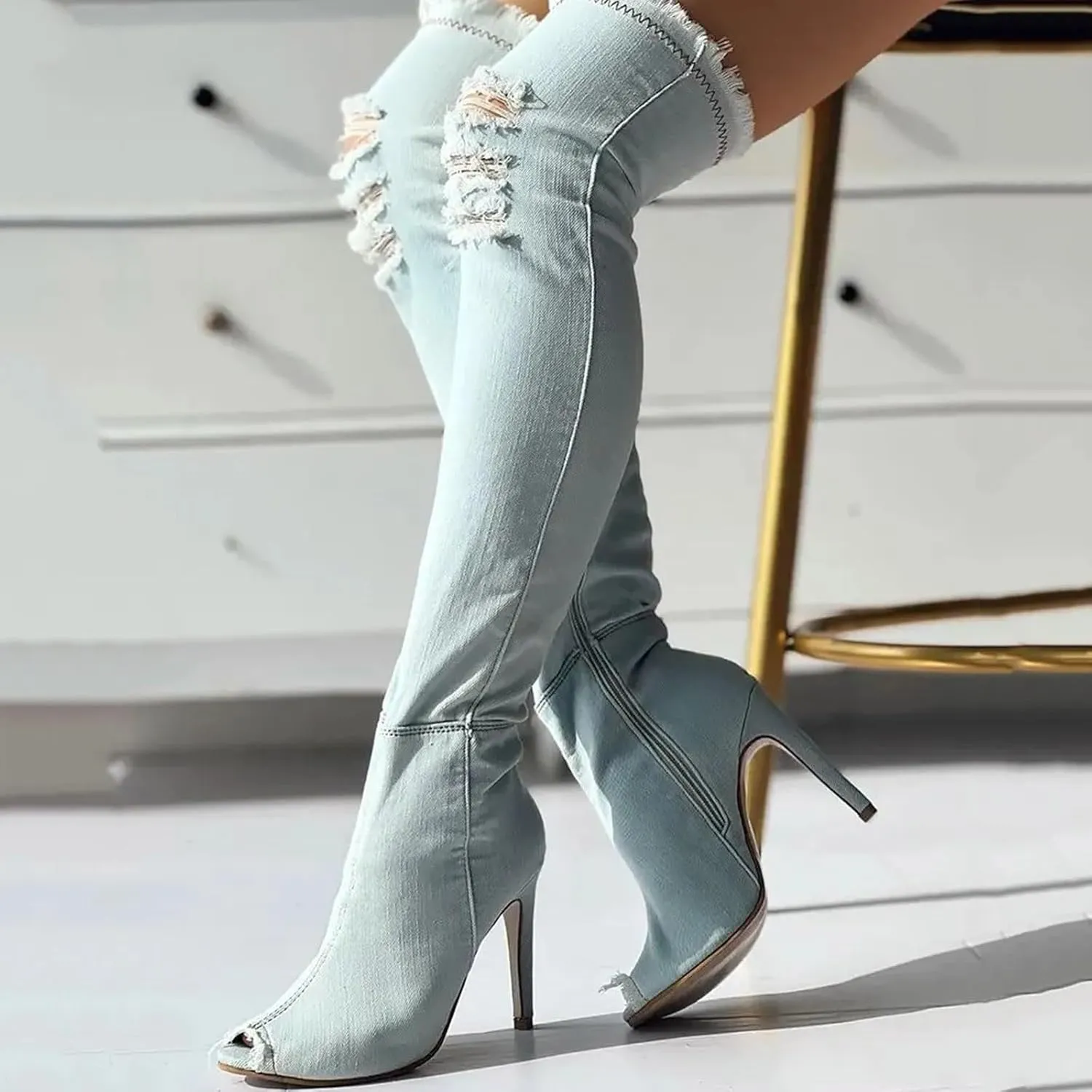 Cathalem Over the Knee Boots for Women High Heels Over The Knee Boots Thigh High Pointed Toe Stiletto Long Fall Sexy Boots
