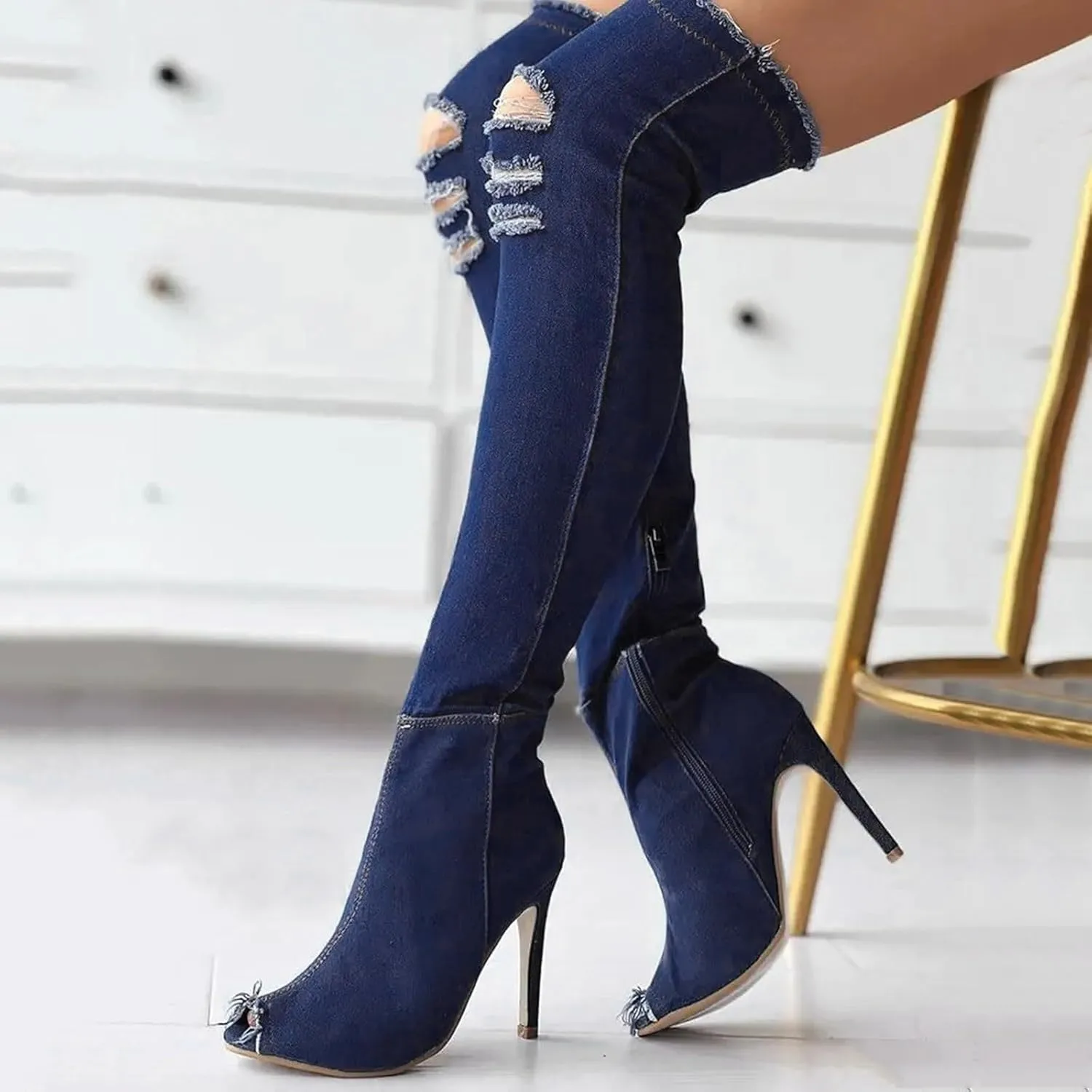 Cathalem Over the Knee Boots for Women High Heels Over The Knee Boots Thigh High Pointed Toe Stiletto Long Fall Sexy Boots