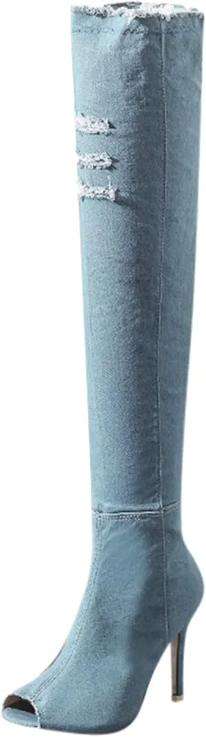 Cathalem Over the Knee Boots for Women High Heels Over The Knee Boots Thigh High Pointed Toe Stiletto Long Fall Sexy Boots