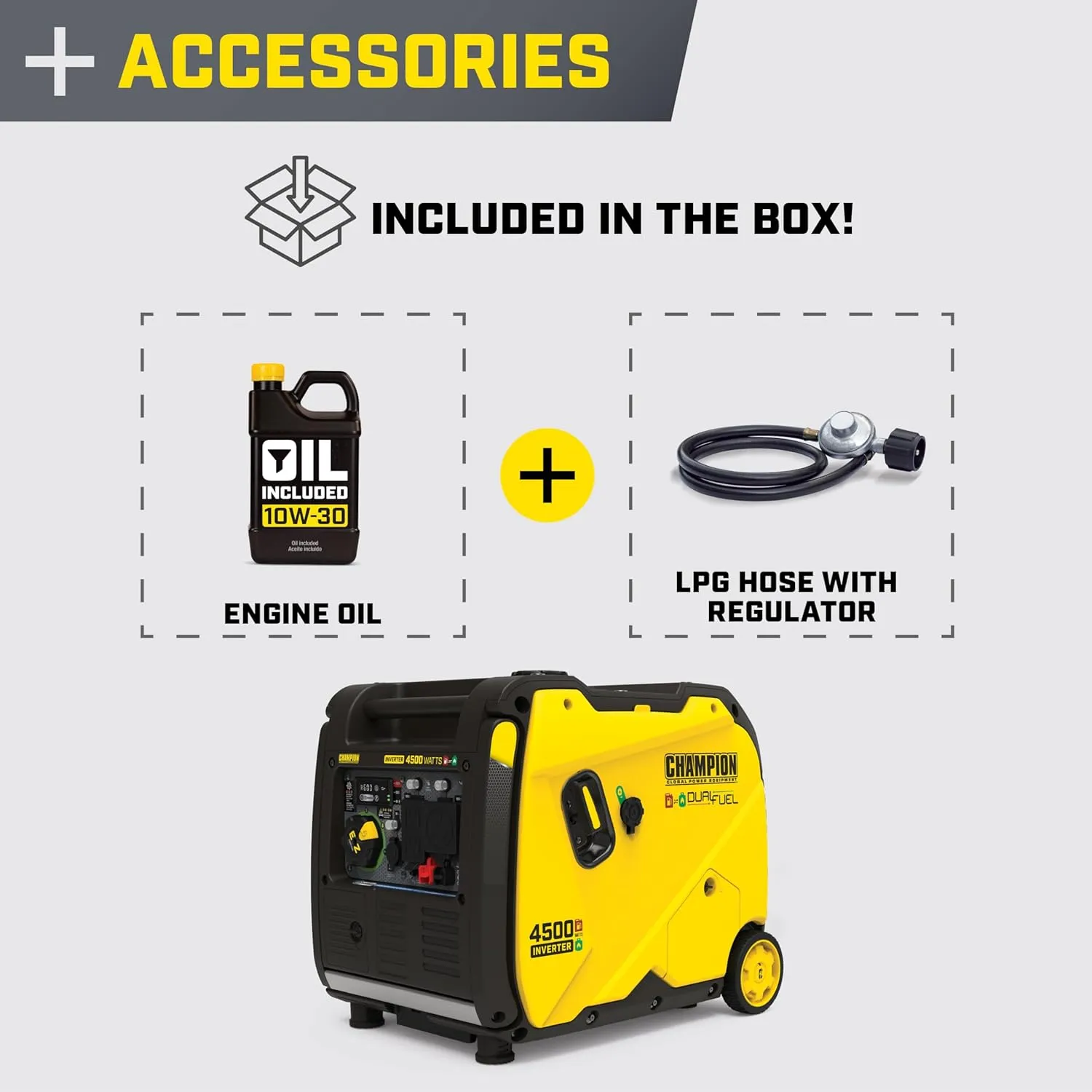Champion Power Equipment 4500-Watt Electric Start Dual Fuel RV Ready Portable Inverter Generator with Quiet Technology and CO Shield