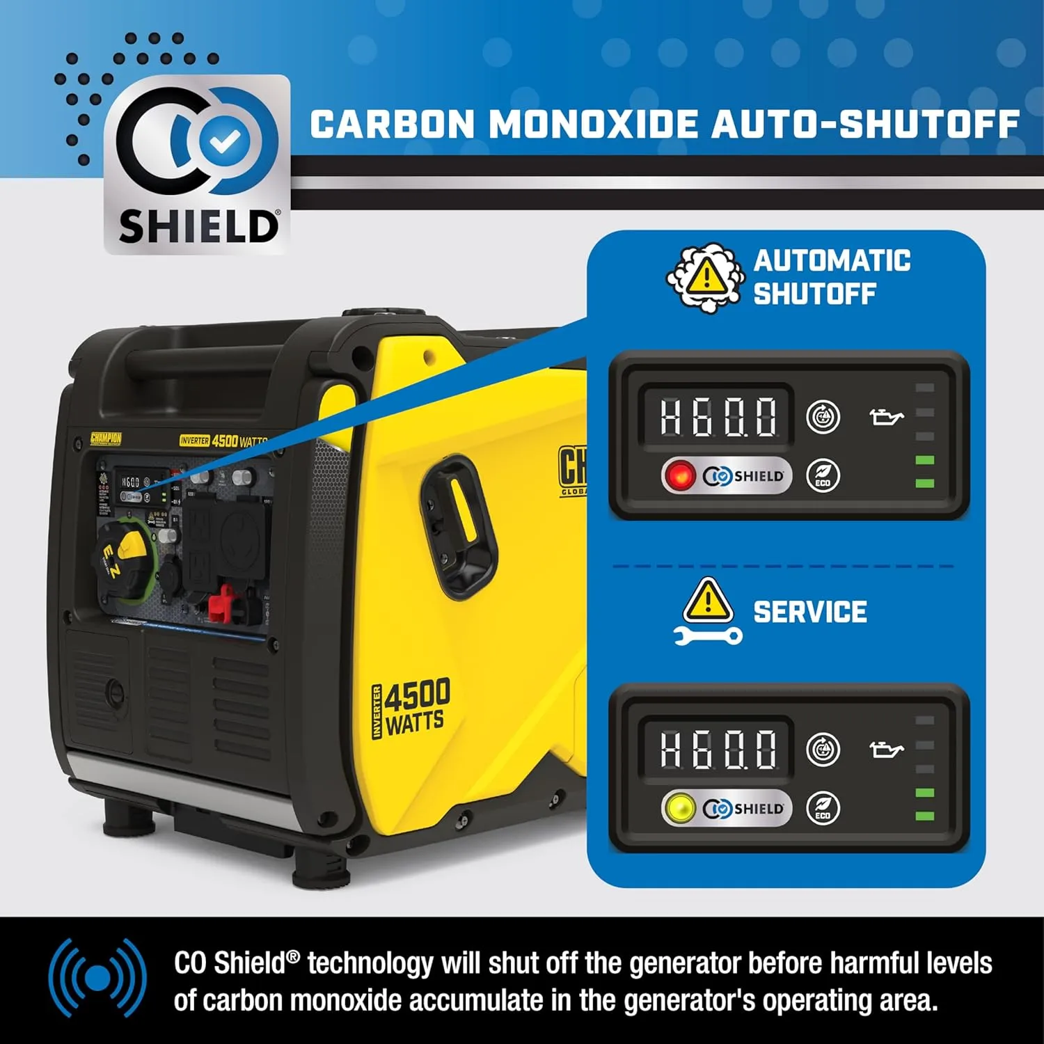 Champion Power Equipment 4500-Watt RV Ready Portable Inverter Generator with Quiet Technology and CO Shield