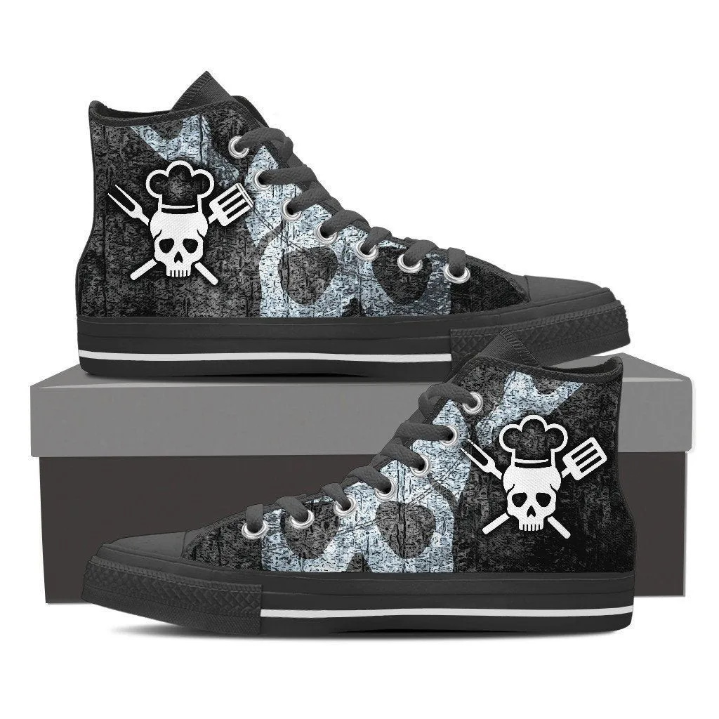 chef skull ladies high top sneakers