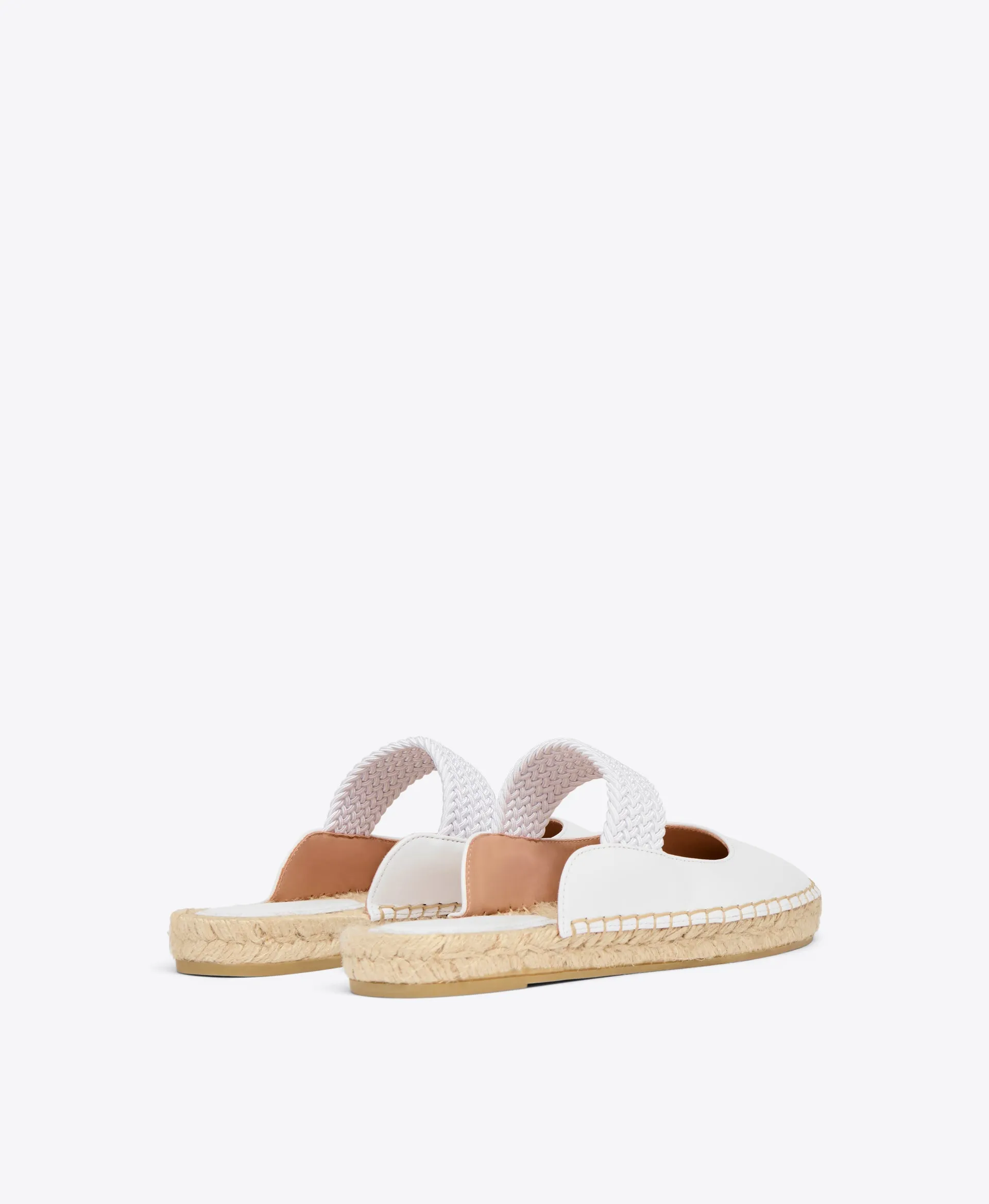 CLOSED TOE FLAT MULE WITH ELASTIC ON ESPADRILLE SOLE
