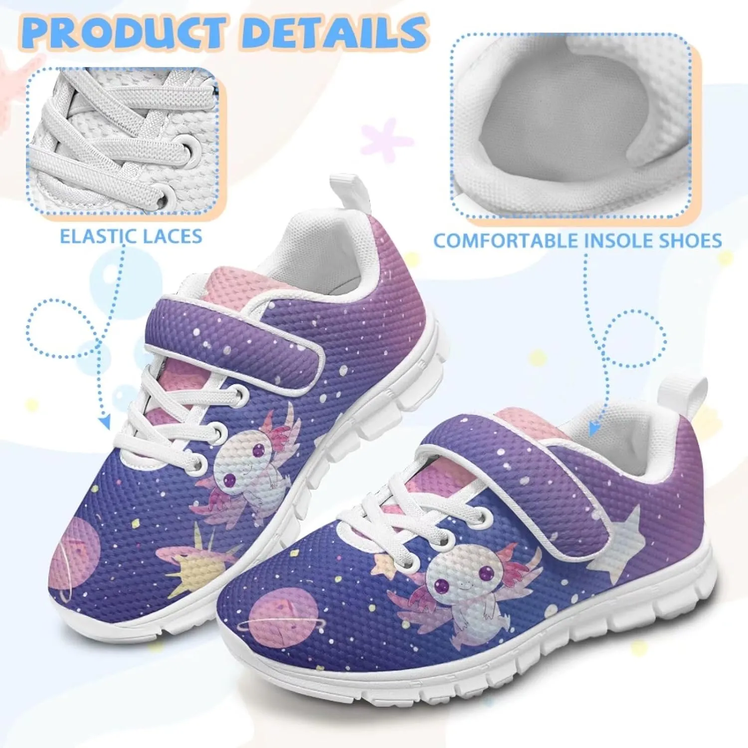 Coloranimal Kids Sneakers Slip On Sneaker Comfort Casual Running Tennis School Low Top Sneaker Athletic Walking Shoes for Boy Girls
