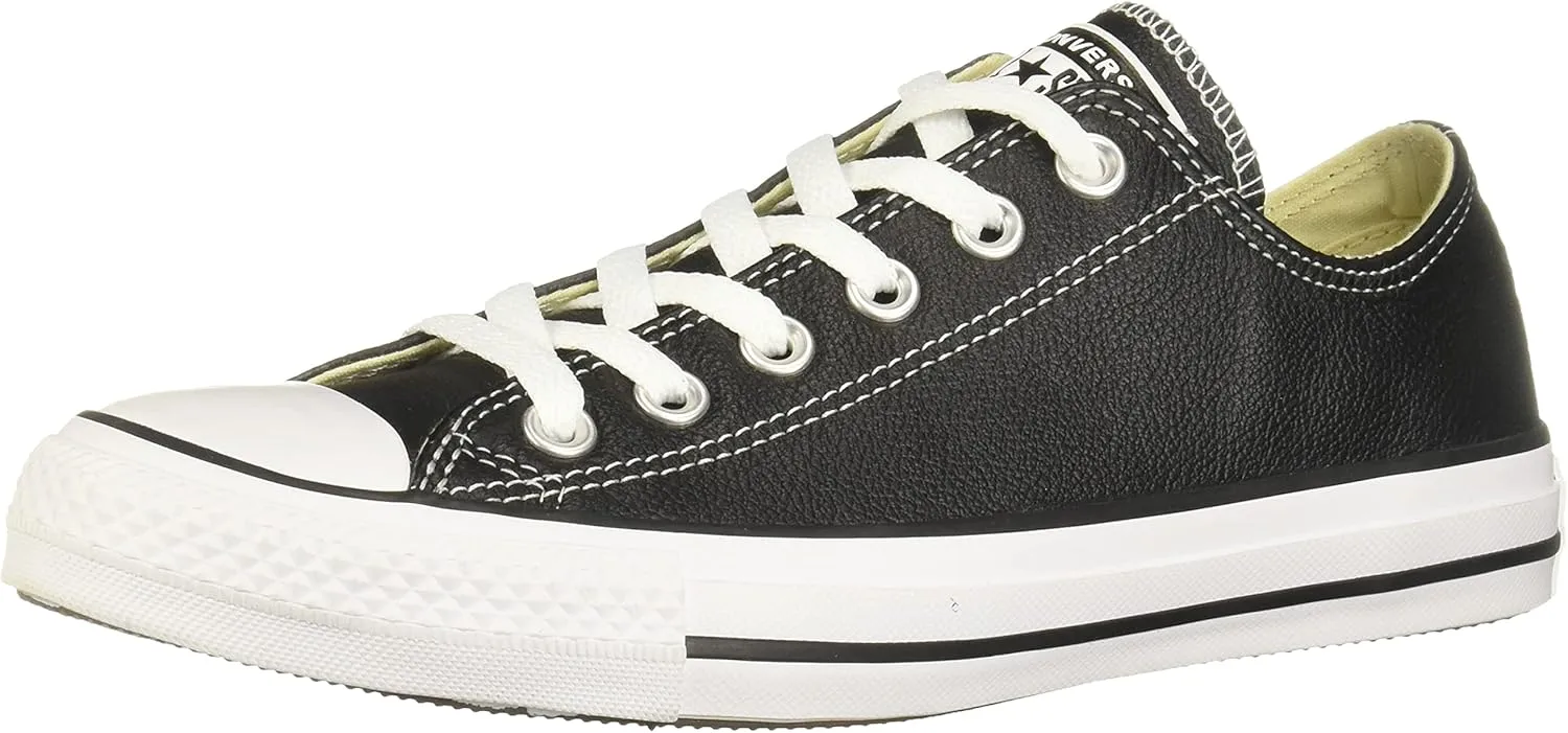 Converse Women's Chuck Taylor All Star Leather Low Top Sneaker, Black, 11 Women/9 Men